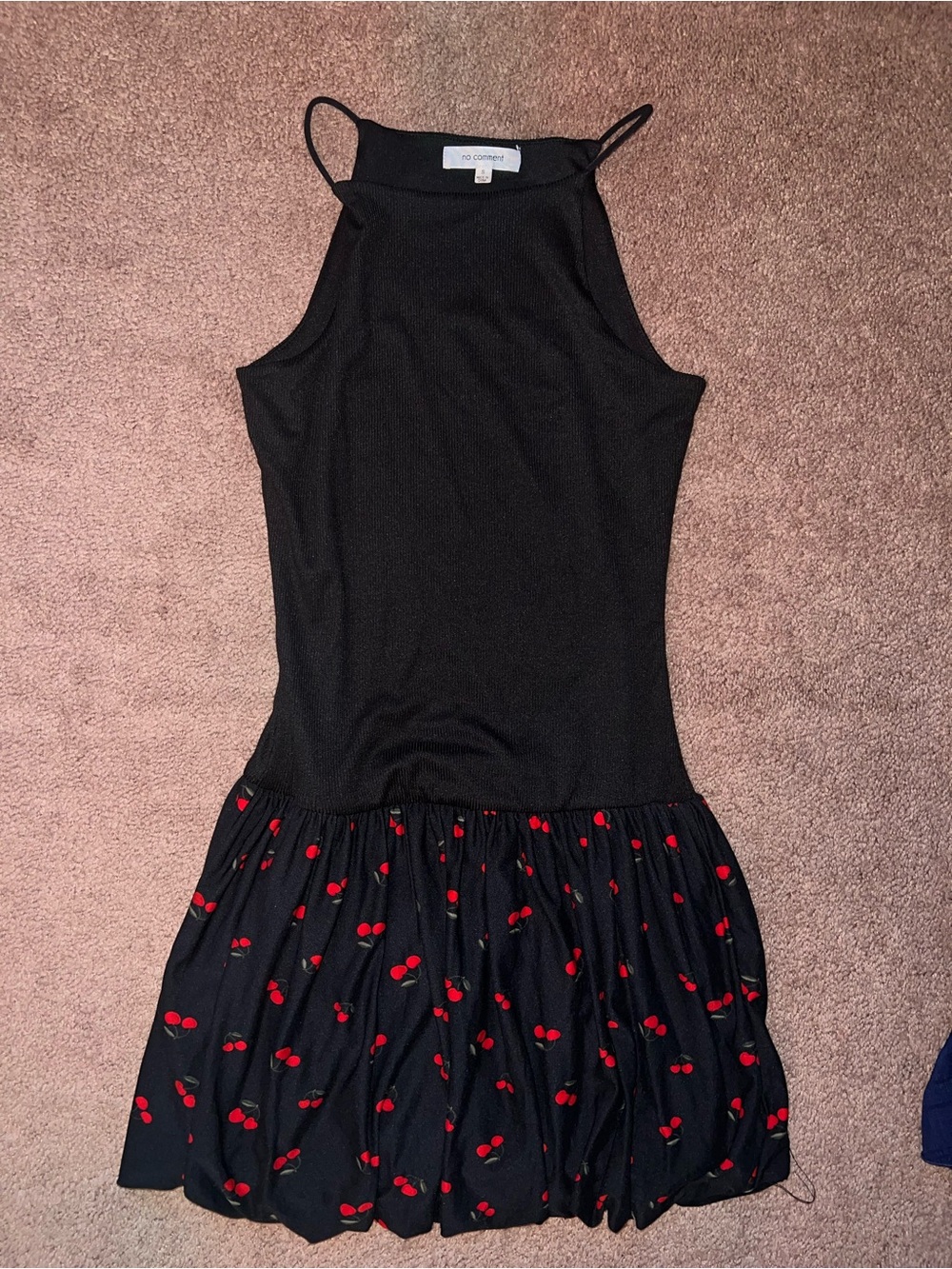 Black Bubble Dress with Red Cherry Print